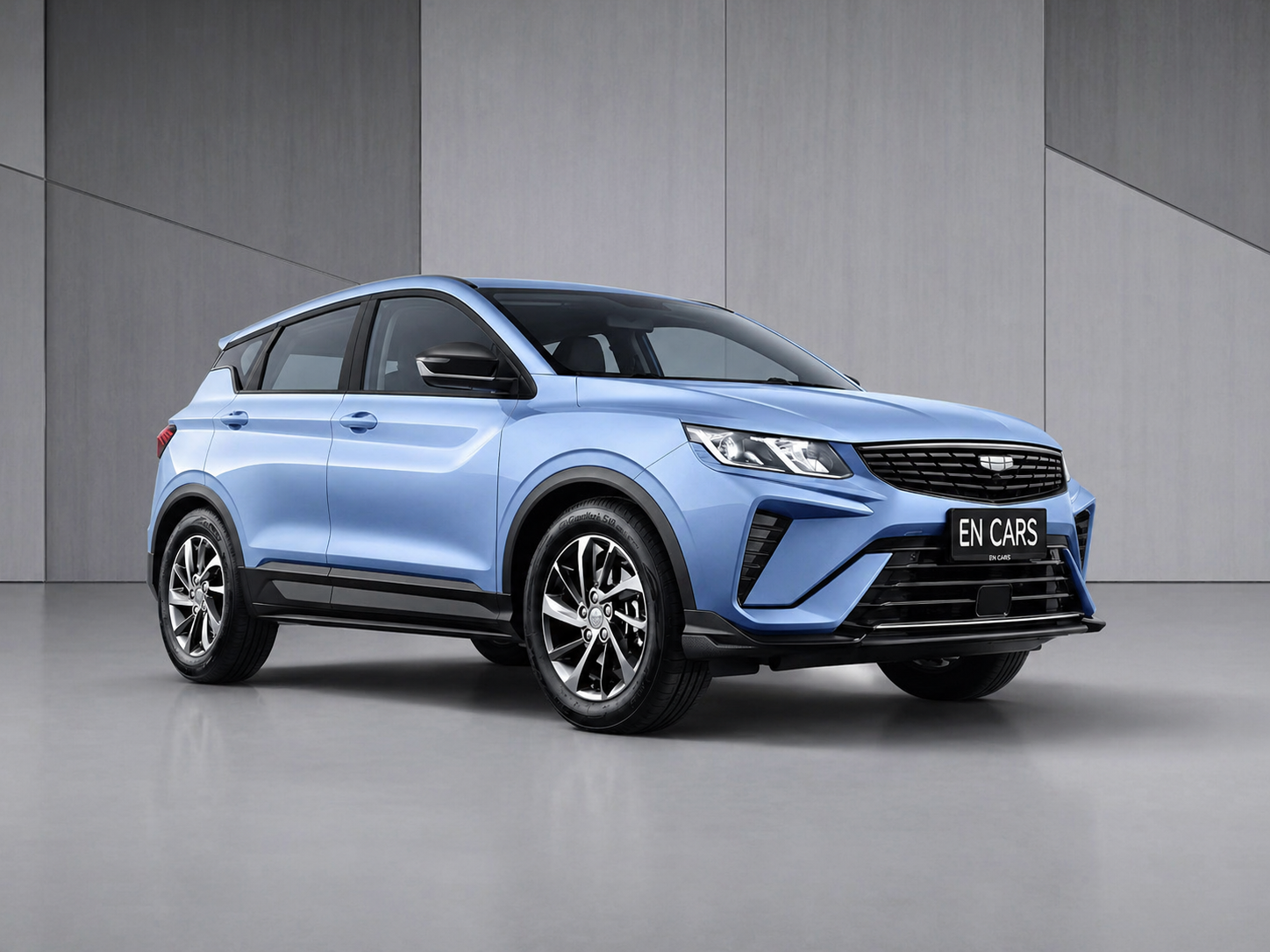 Geely Coolray 2026 голубого цвета, вид спереди